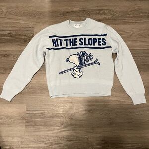 Peanuts Light blue Sweater with Skiing Snoopy